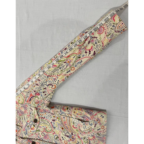 Womens Robert Graham Lambskin Suede Print Jacket Sz XS Cream Multicolor Paisley - Picture 8 of 11